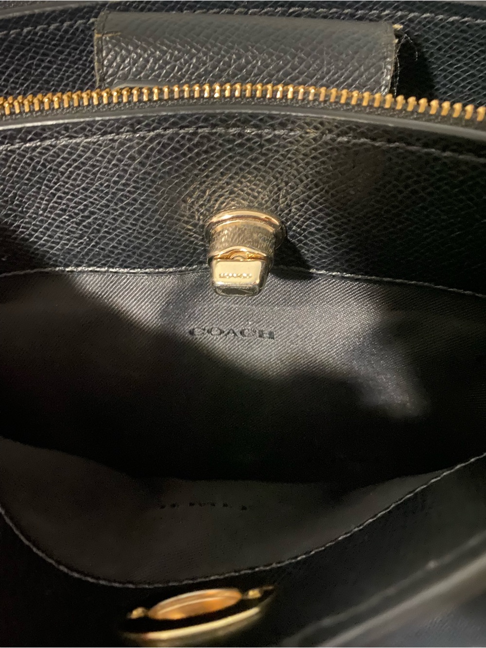 Coach Black Leather Turnlock Carryall Satchel Shoulder Bag - Picture 9 of 10